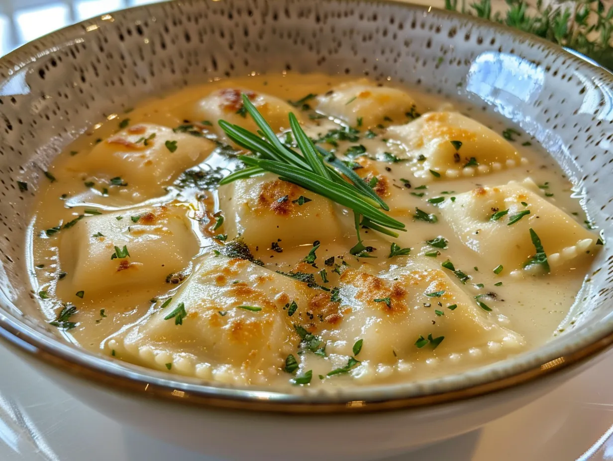 Bowl of Ravioli Soup