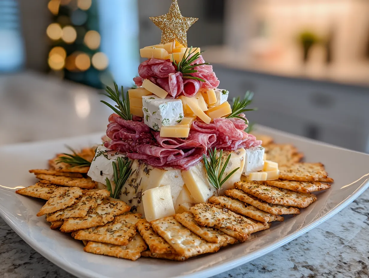 Christmas Tree Charcuterie Board on Display