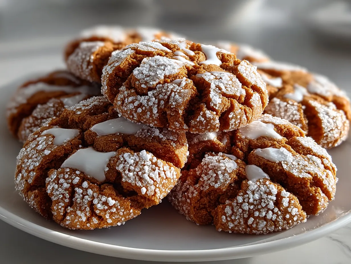 Festive Gingerbread Crinkle Cookies