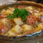 Hearty Kielbasa Potato Soup in a Rustic Bowl