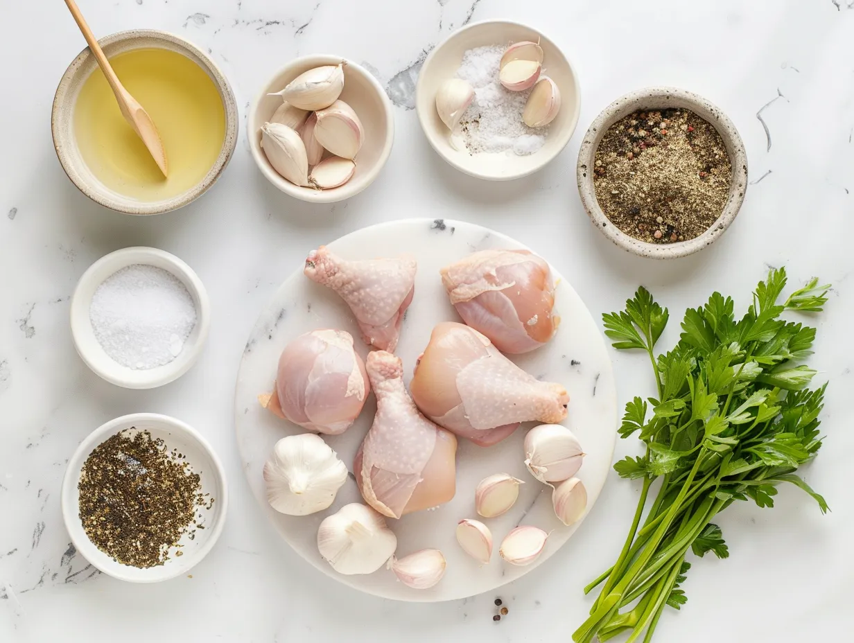 Ingredients for making delicious Chicken Cordon Bleu Soup including chicken, ham, onion, celery, garlic, broth, cream, cream cheese, Swiss cheese, and seasonings.