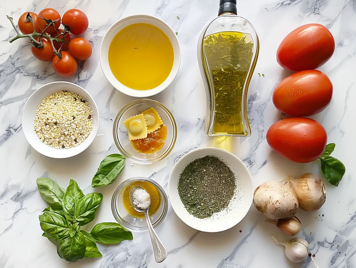 Ingredients for making Ravioli Soup.