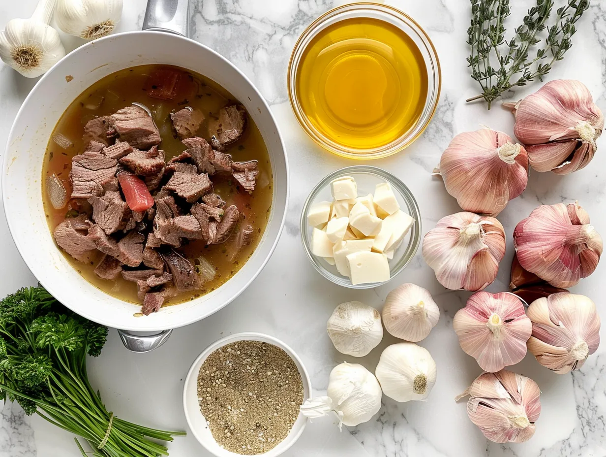 Ingredients for making Philly Cheesesteak Soup