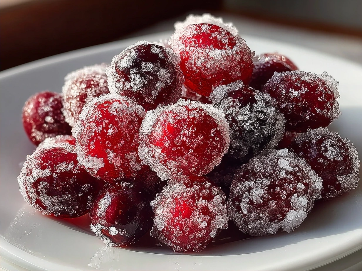 Ingredients for 3-Ingredient Sugared Cranberries: fresh cranberries, granulated sugar, and water in a saucepan