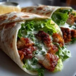 A perfectly constructed Chicken Caesar Wrap, ready to eat.