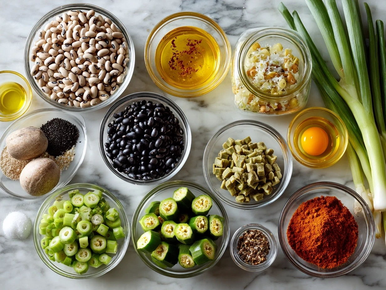 Ingredients for Black-Eyed Peas Okra Stew