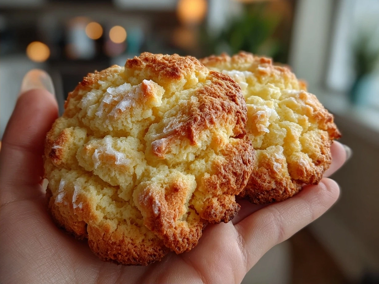 Plate of warm homemade cake mix cookies with a glass of milk