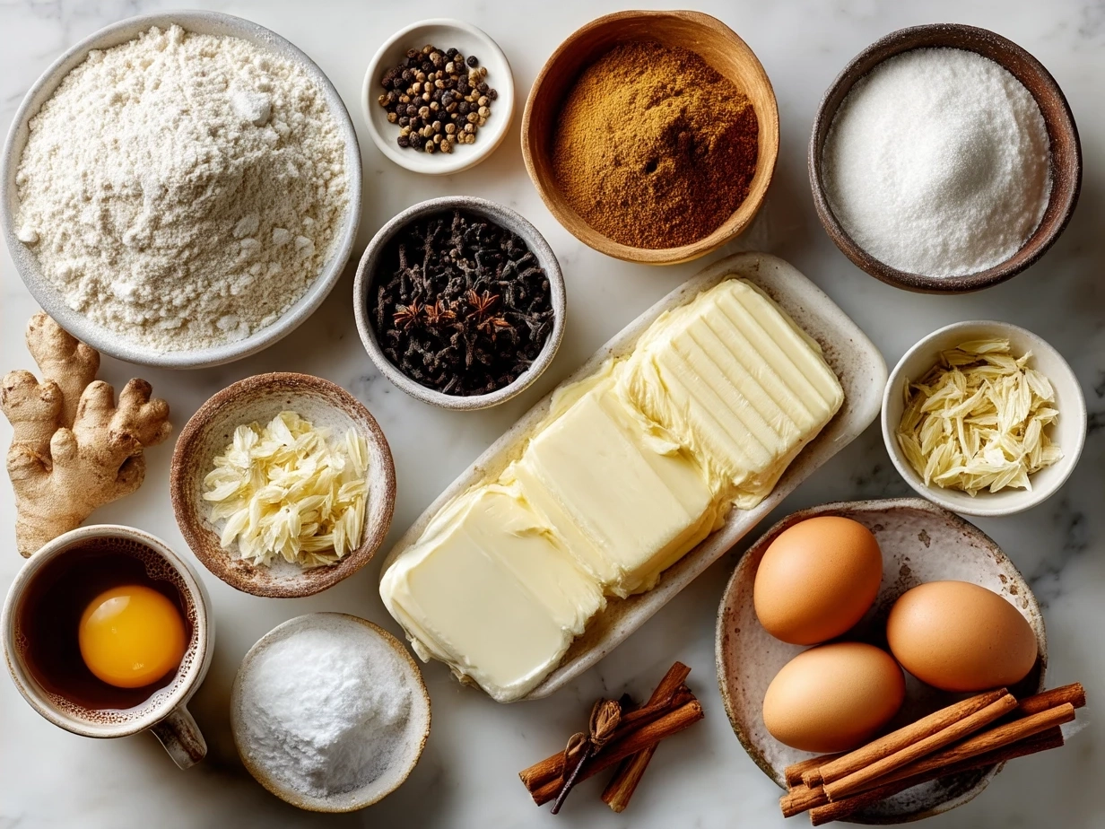 Ingredients for Chai Cinnamon Rolls laid out on a table