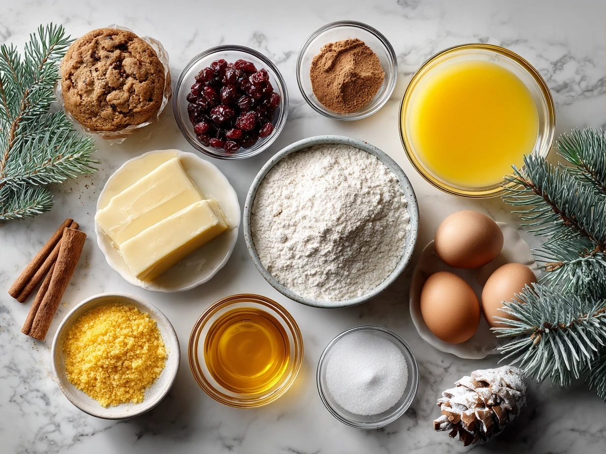Ingredients for Christmas Cookies with Orange Juice