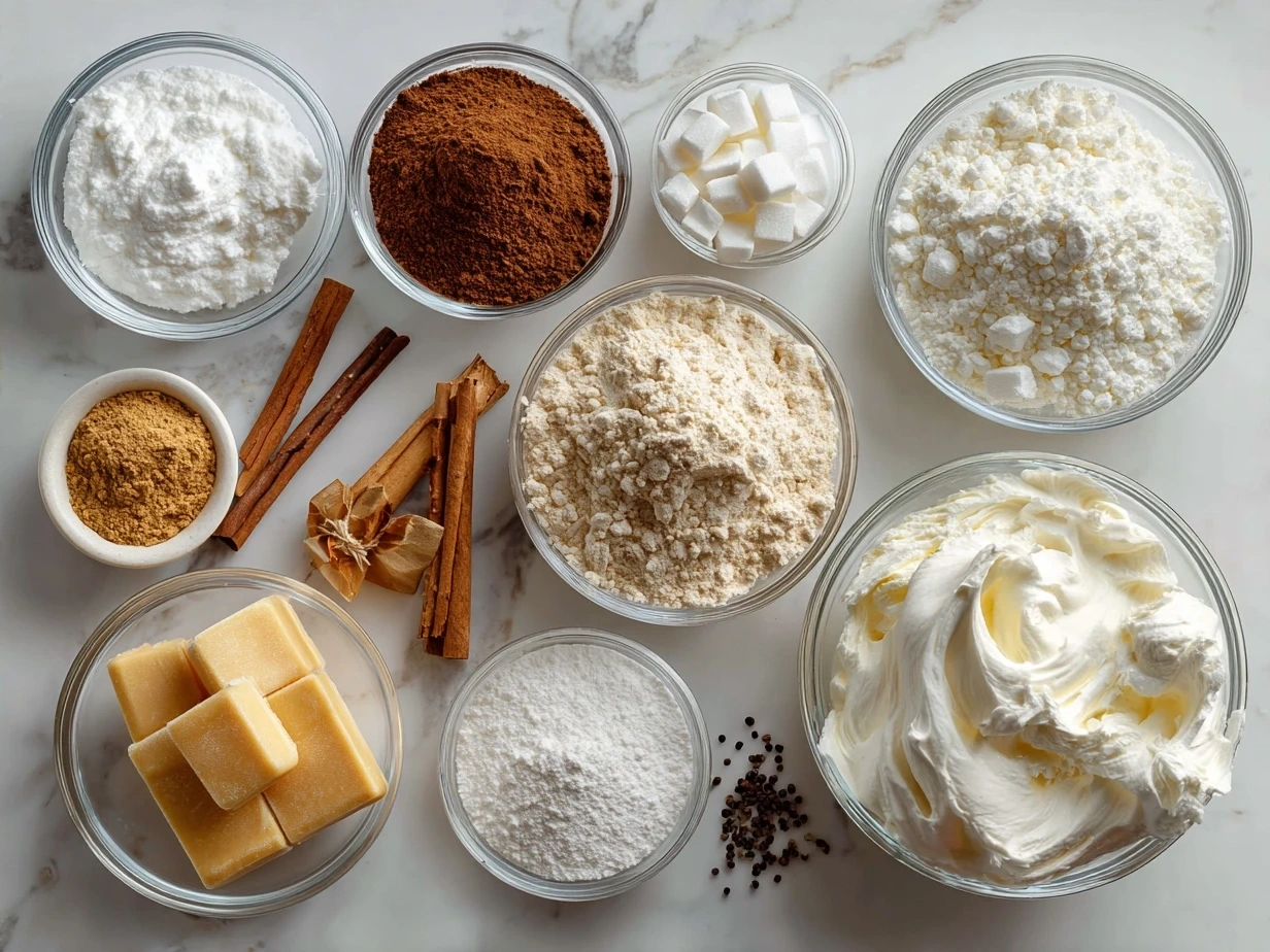 Ingredients for Christmas Cool Whip Candy including powdered sugar, whipped topping, nuts, white chocolate chips, vanilla, and festive sprinkles