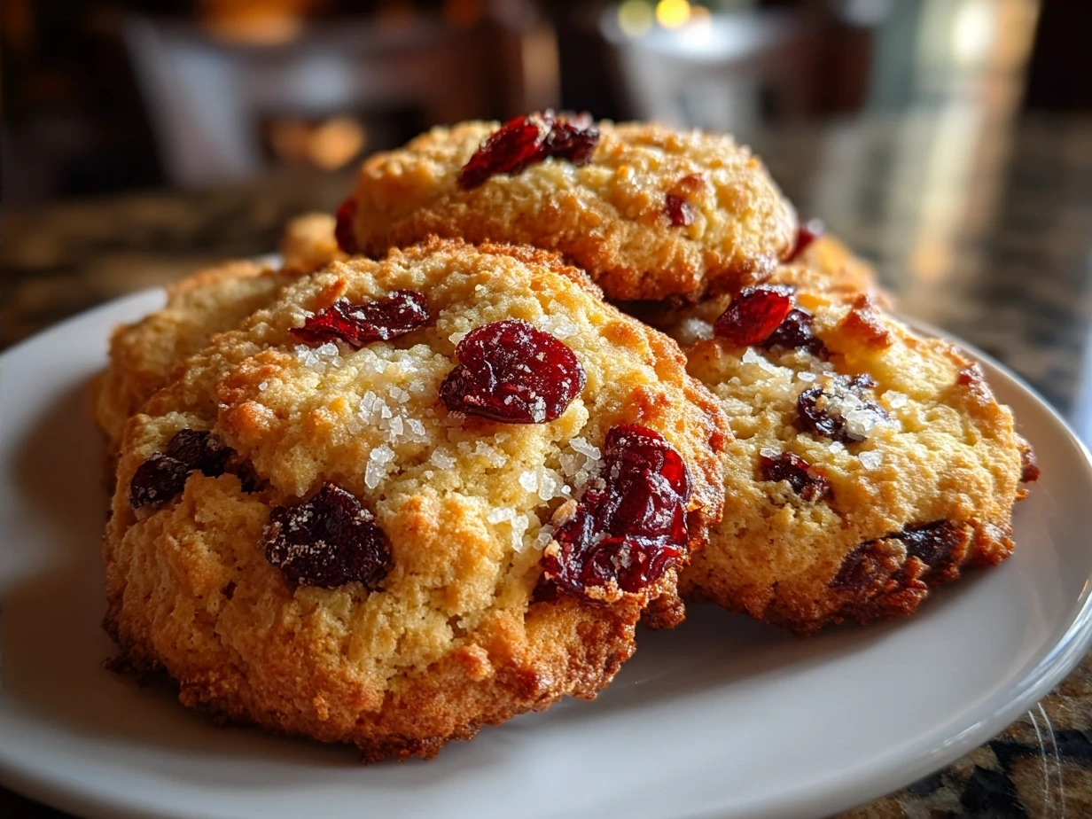 Beautiful Christmas Cranberry Orange Cookies ready to serve on a festive tray