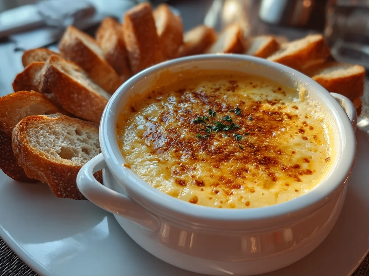 Close-up of homemade Cheese Fondue