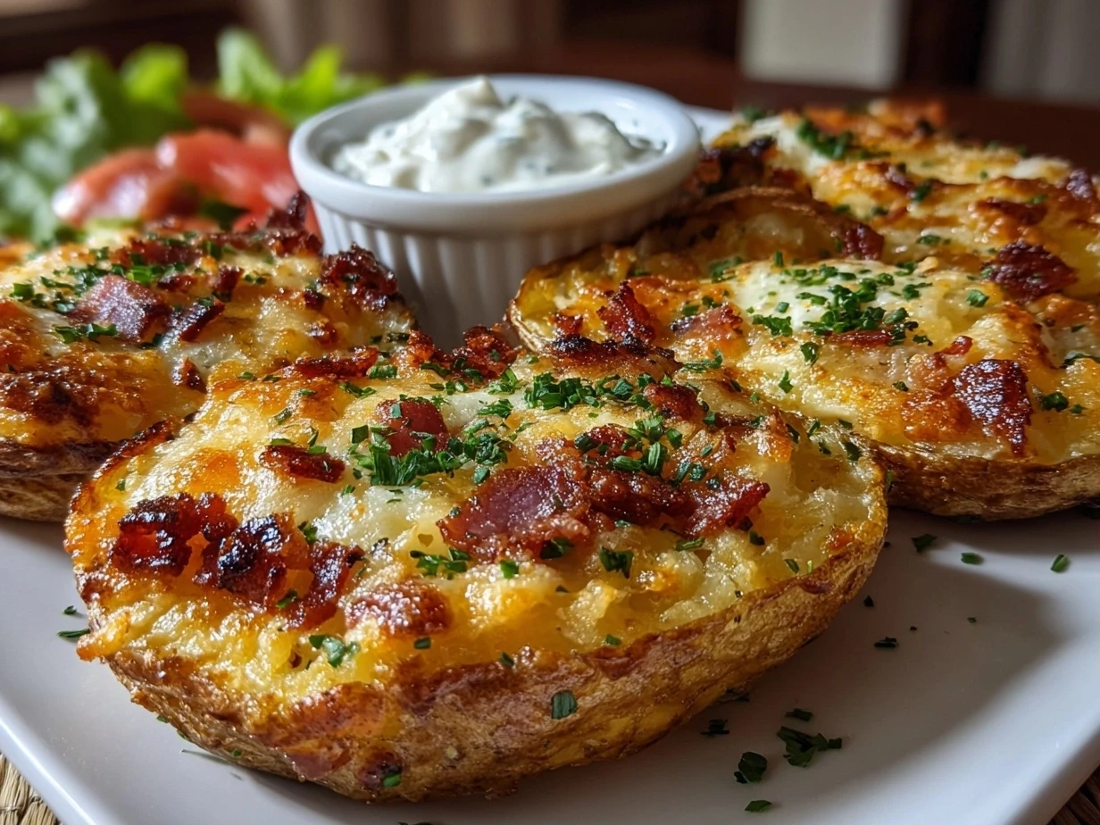Close-up of Homemade Cheesy Potato Skins