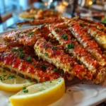 Close-up oven baked snow crab legs