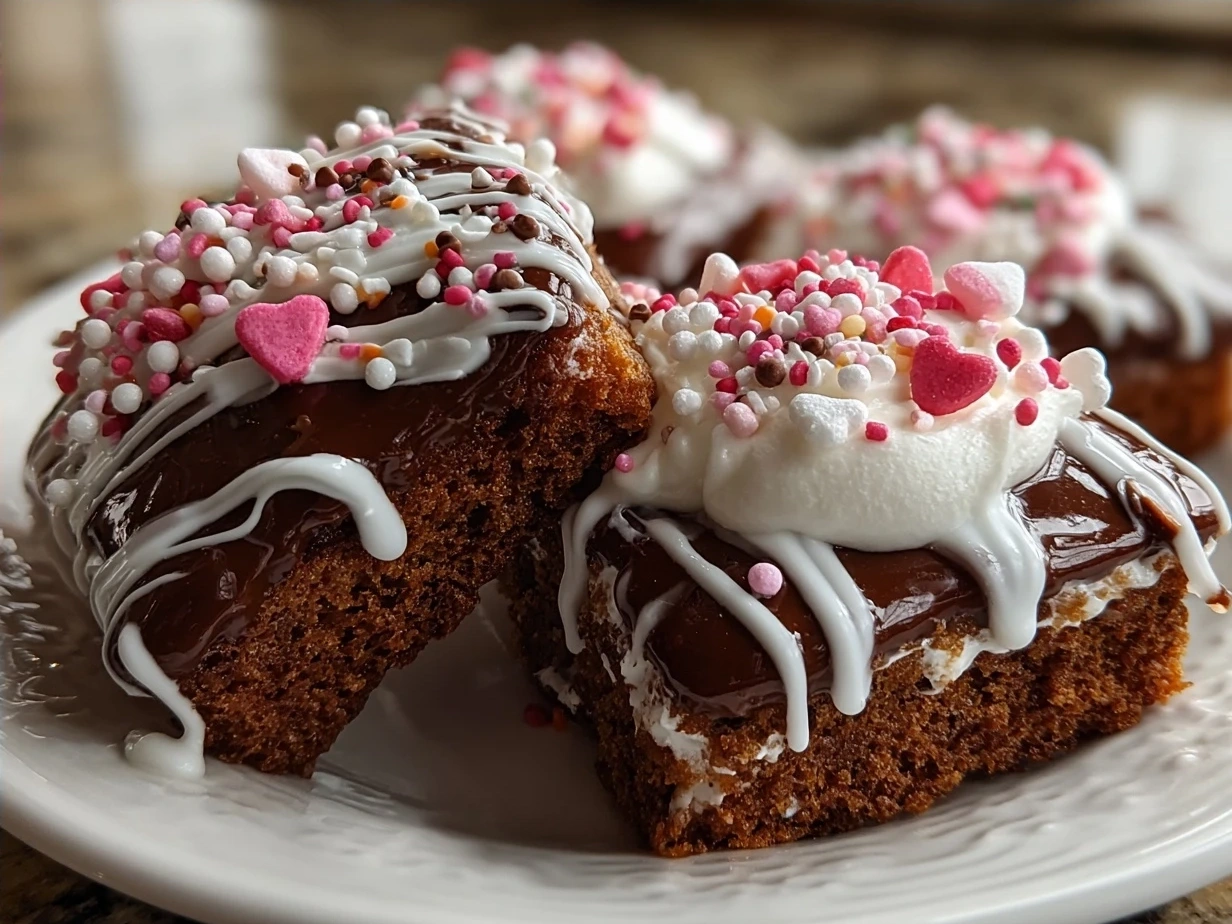 Finished Copycat Little Debbie Valentine Cakes decorated with heart sprinkles on a white plate