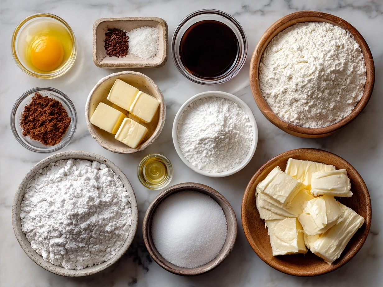 Ingredients for Cotton Candy Swiss Cake Roll including eggs, sugar, cream, and pink food coloring