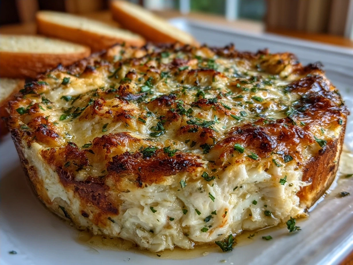 Finished crab dip recipe, ready to serve