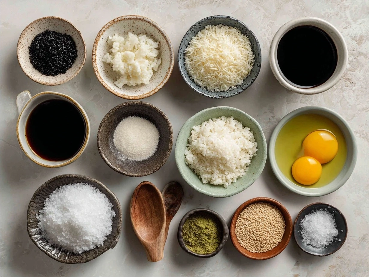 Ingredients for Easy Yaki Onigiri laid out on a kitchen counter