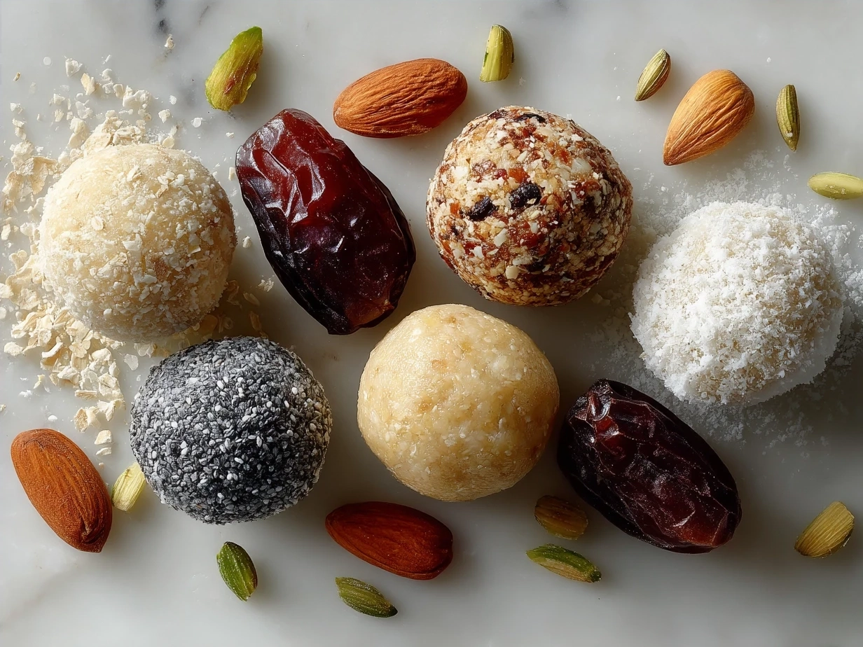 Ingredients for making Energy Ball laid out on a kitchen counter