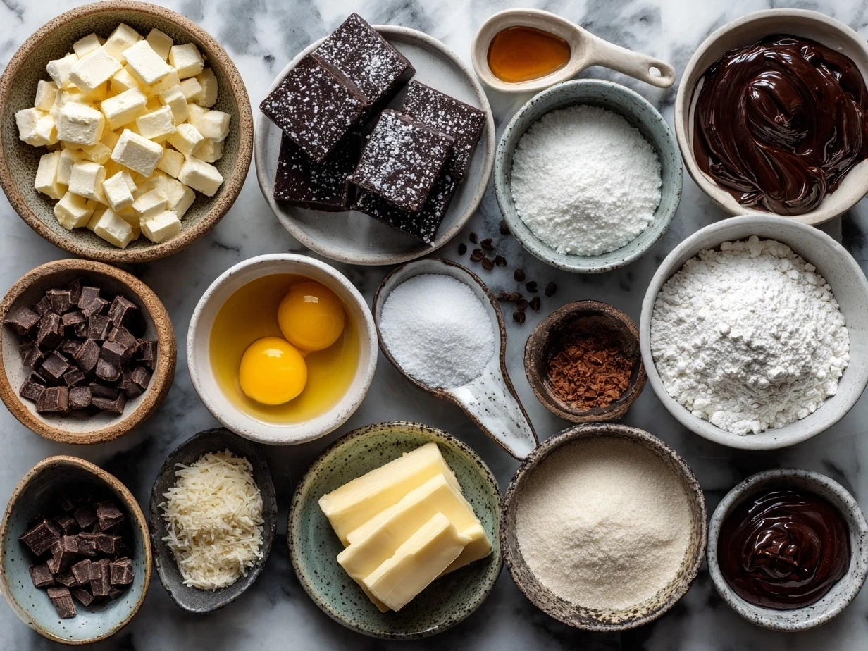 Ingredients for Festive Mini Christmas Cakes with Ganache