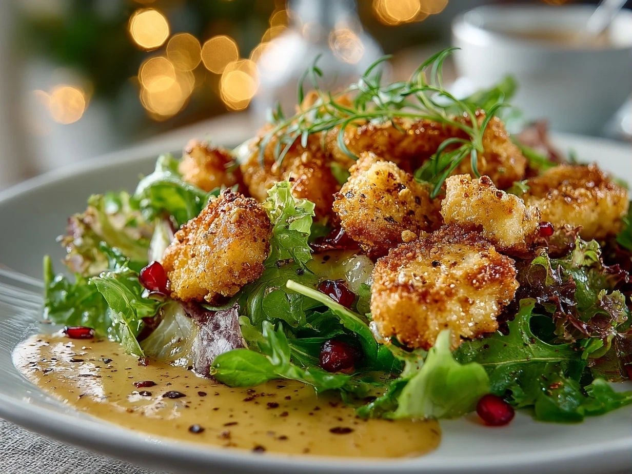 Fresh homemade Christmas Salad with Honey Mustard Dressing