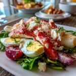 Freshly prepared Paleo Crab Louie salad close-up