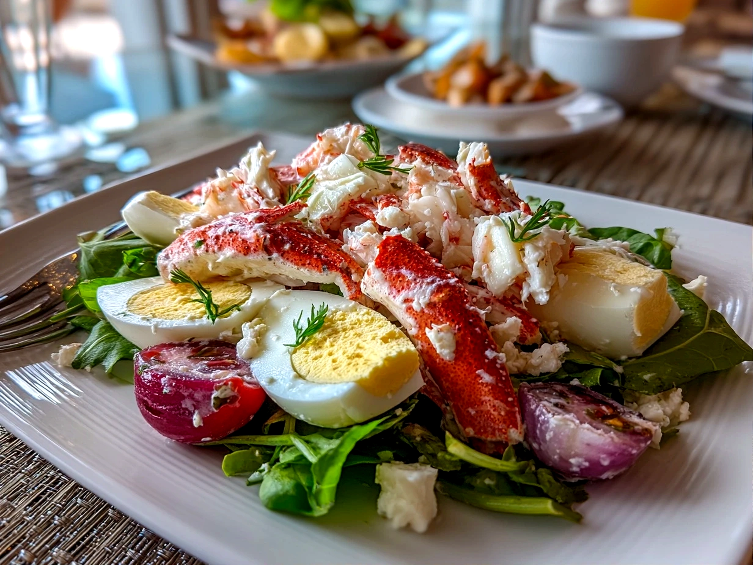 Freshly prepared Paleo Crab Louie salad close-up