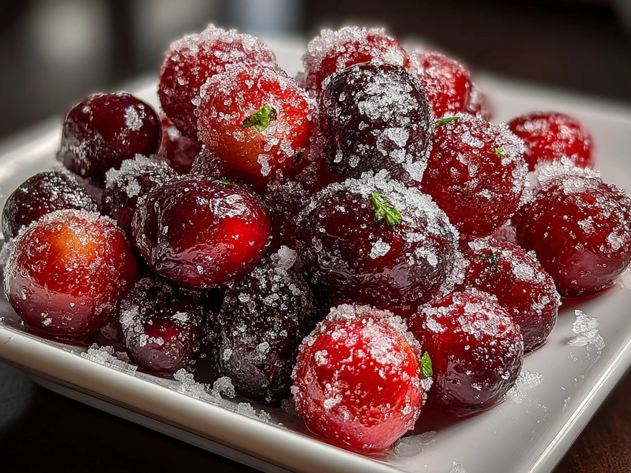 Finished 3-Ingredient Sugared Cranberries in a bowl, ready to enjoy