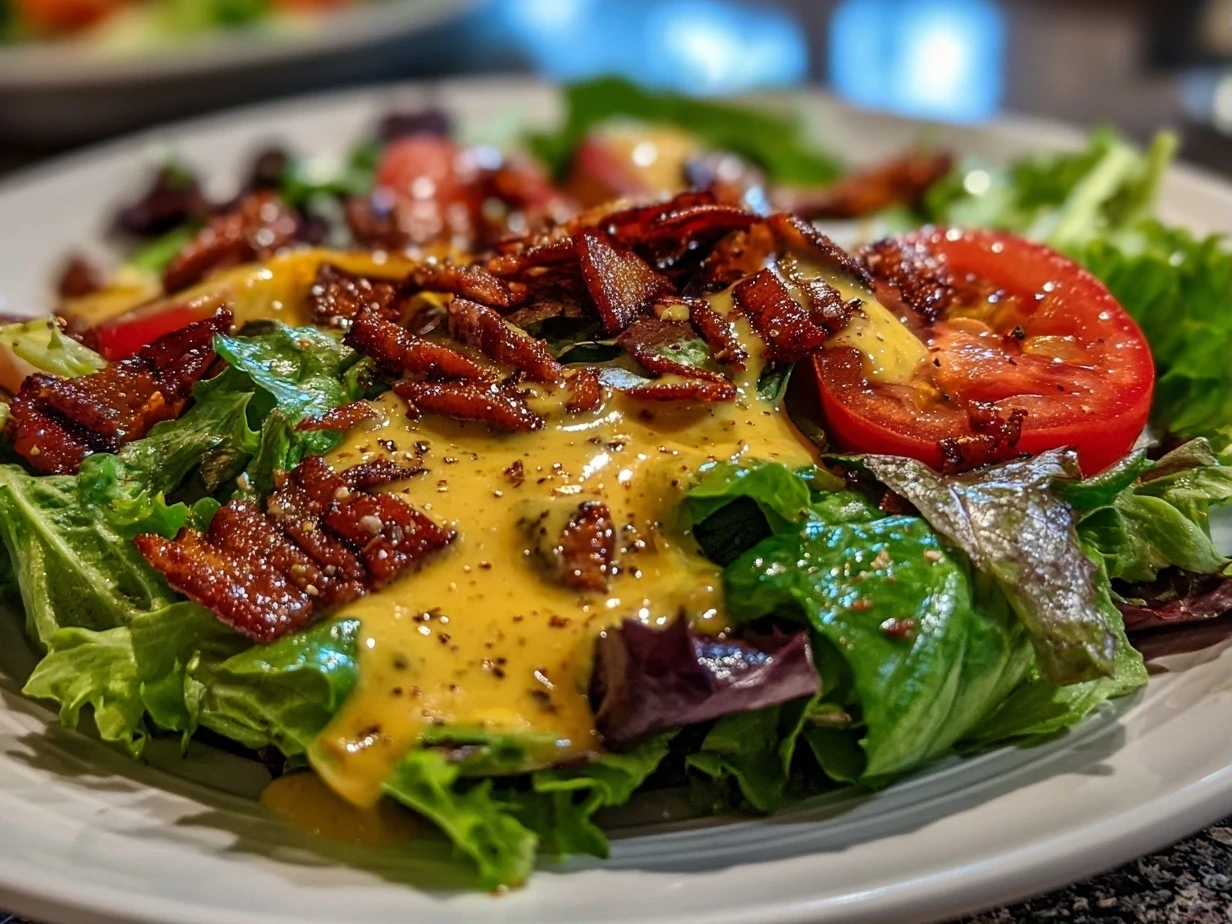 Finished Christmas Salad with Honey Mustard Dressing prepared by home cook