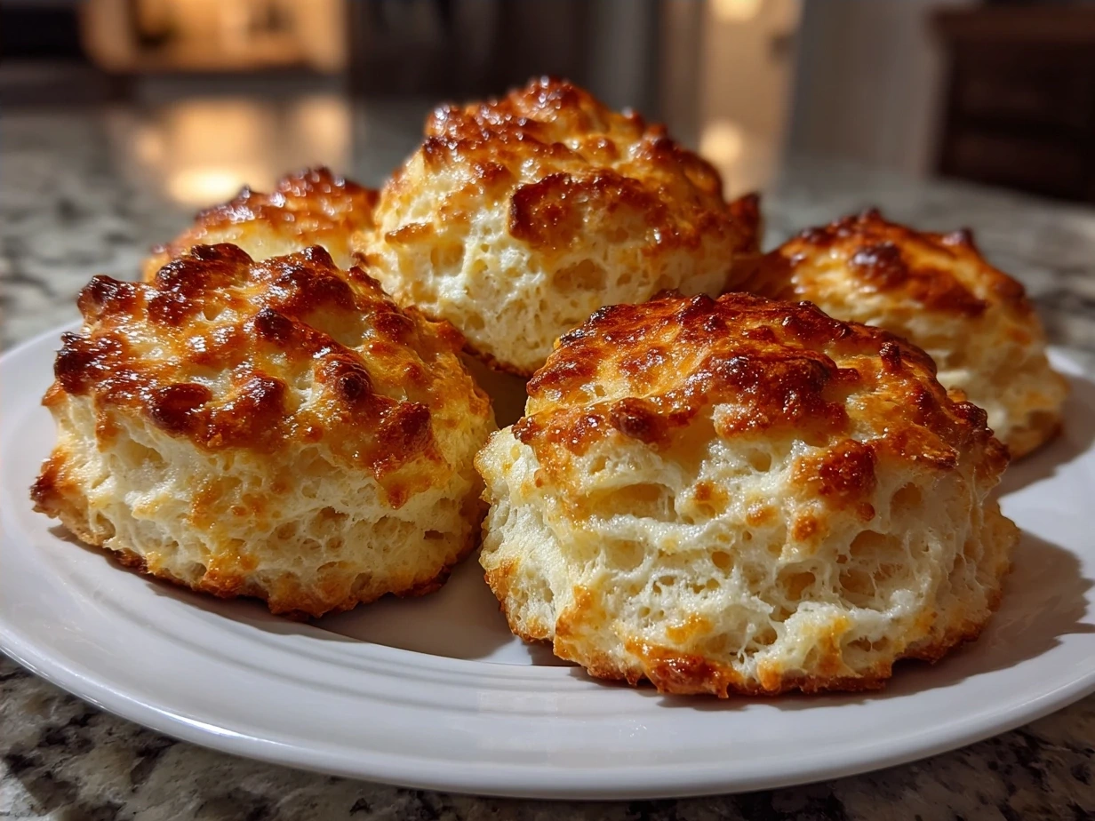 Freshly baked homemade buttermilk biscuits stacked on a plate
