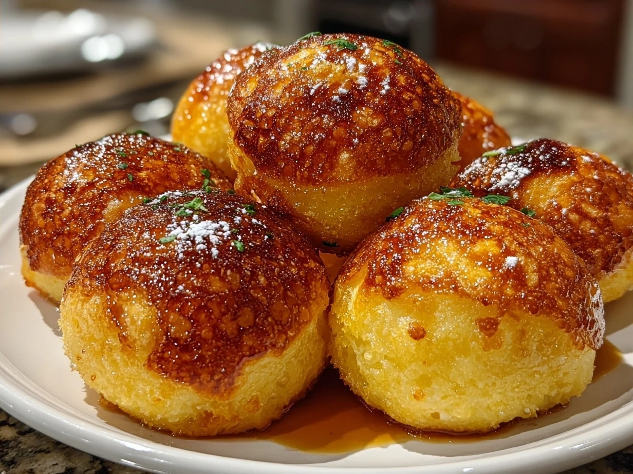 Golden and crispy Homemade Buñuelos coated in cinnamon sugar, ready to serve.