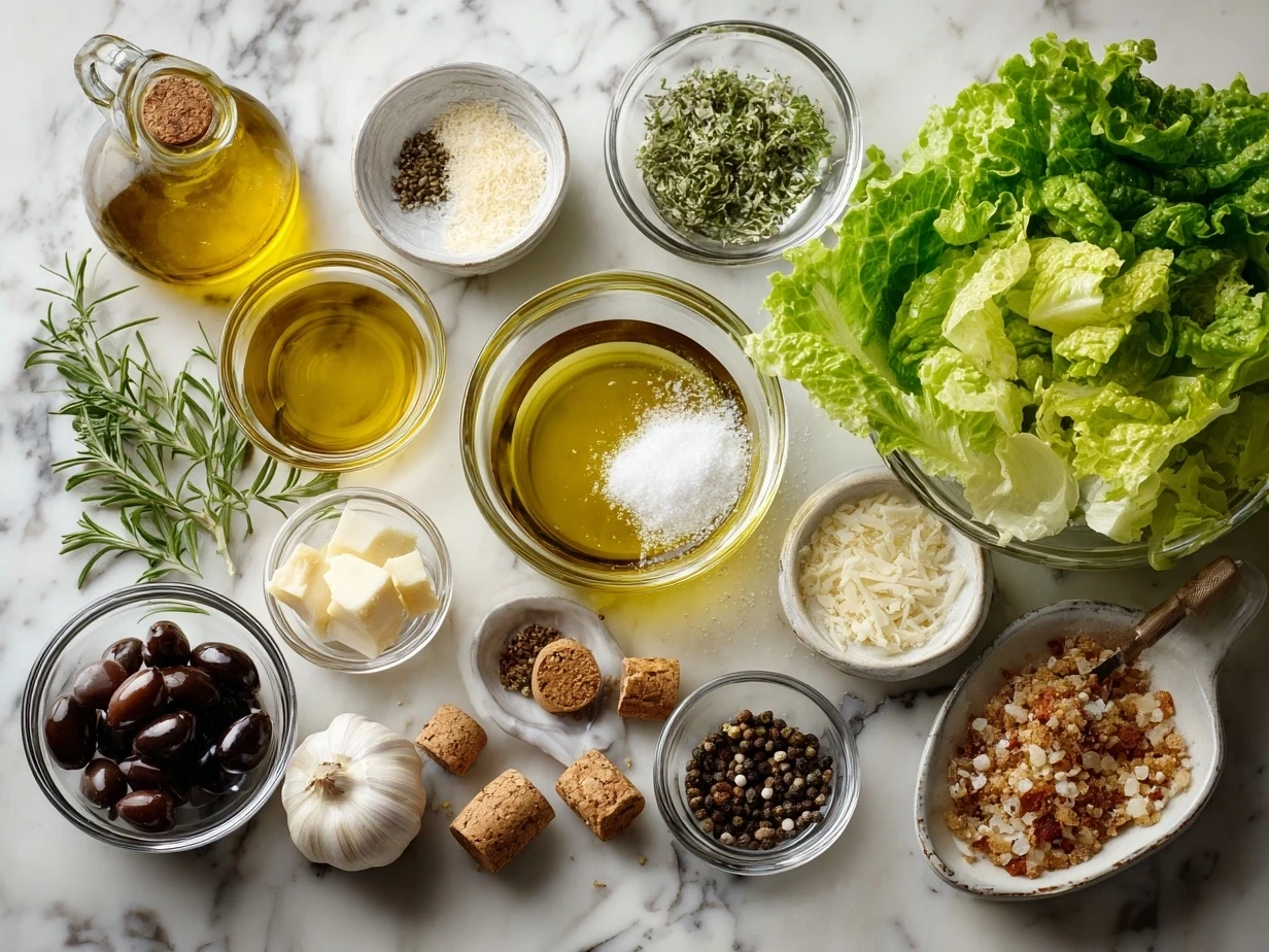 Ingredients for Homemade Caesar Salad Dressing Recipe