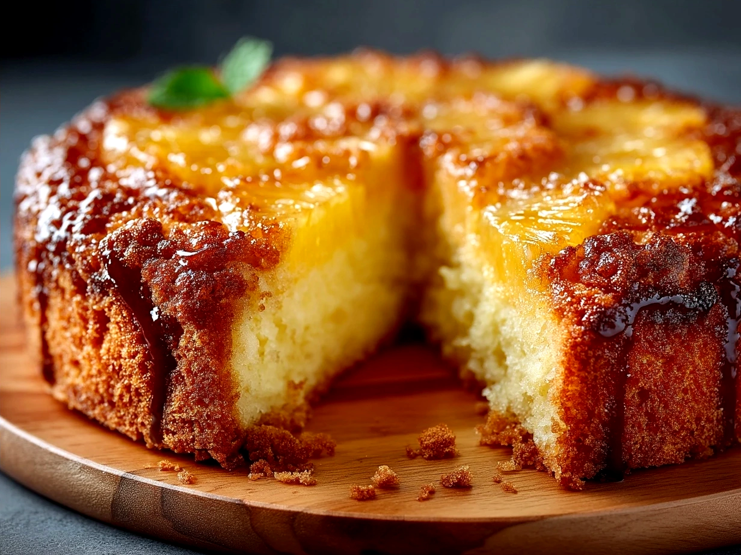 Slice of Juicy Pineapple Cake served on a plate