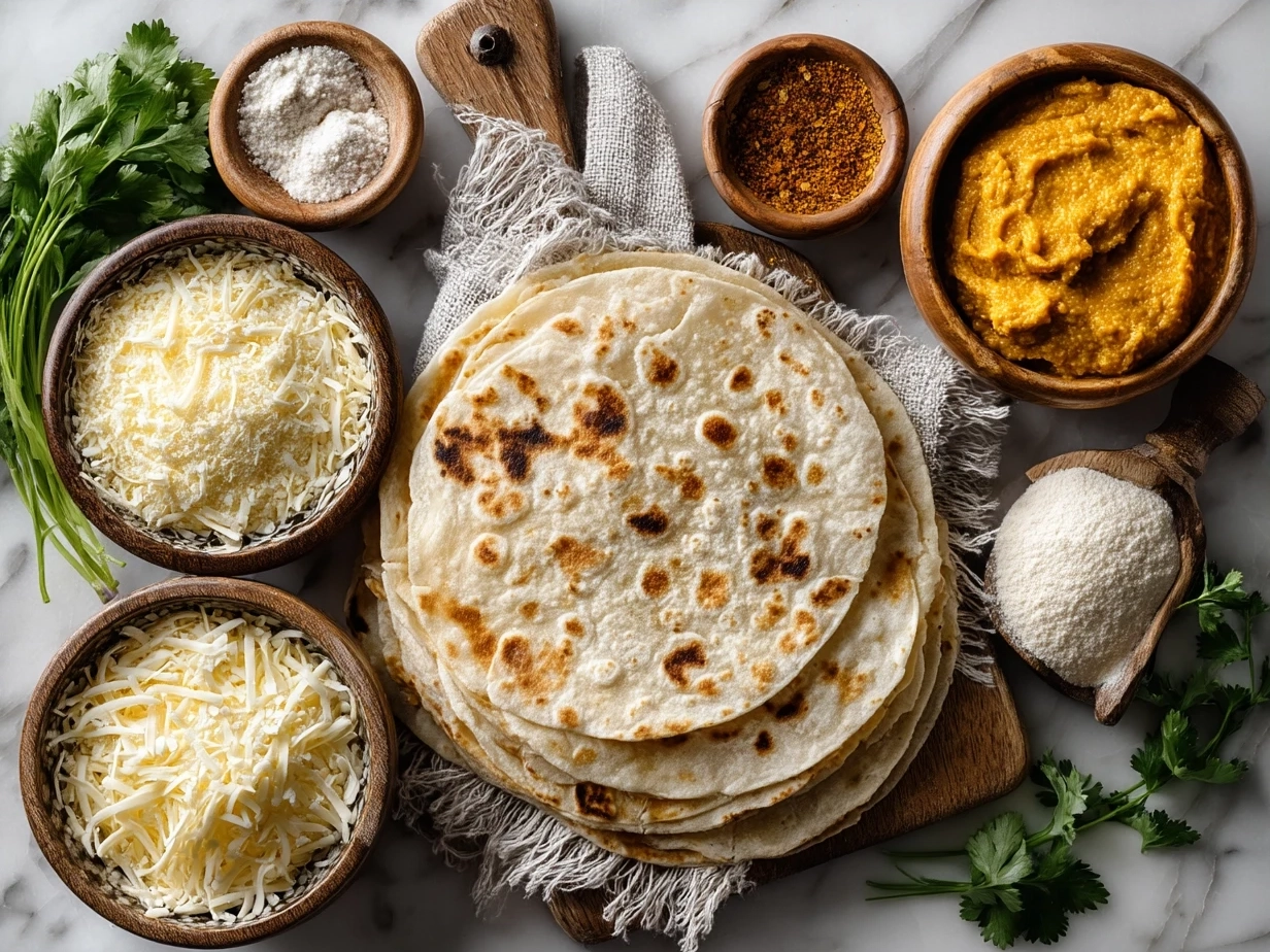 Ingredients for Pumpkin Quesadillas laid out on a table