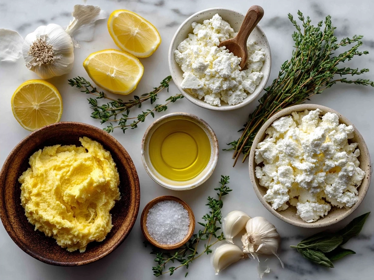 Ingredients for Pumpkin Whipped Feta Dip including feta cheese, pumpkin puree, cream cheese, and spices