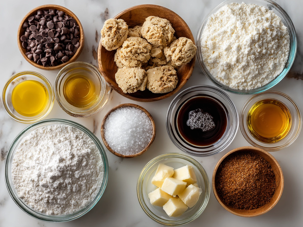 Ingredients for Stained Glass Cookies including flour, butter, sugar, egg, vanilla, salt, baking powder, and crushed hard candies