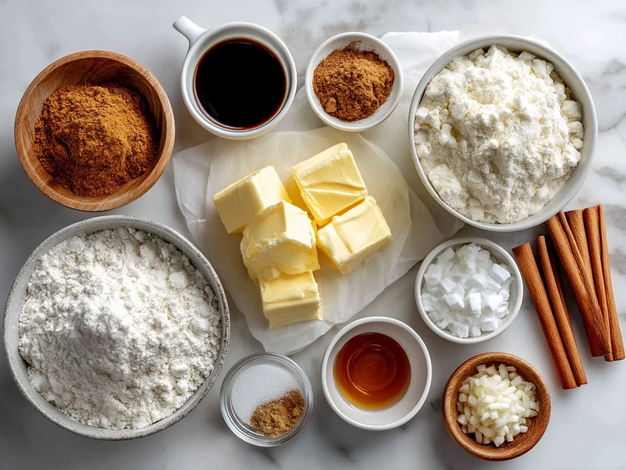 Ingredients for Air Fryer Apple Pie Bombs including apples, cinnamon, brown sugar, crescent dough, and egg wash