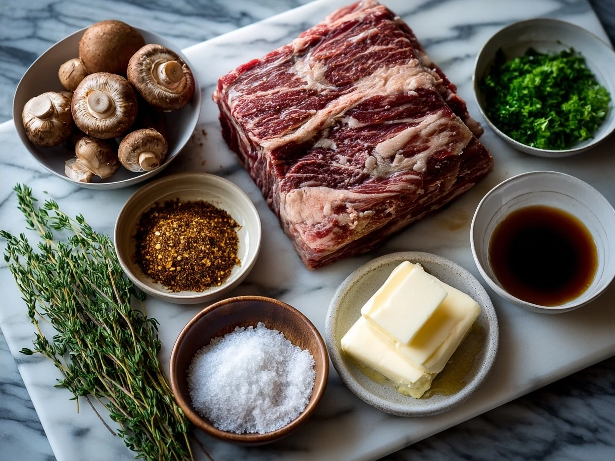 Ingredients for Apple Cider Braised Short Ribs with Rosemary Mashed Sweet Potatoes