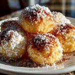 Freshly baked Cinnamon Sugar Snowball Cookies on white plate