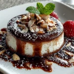 Freshly prepared Coconut Almond Chocolate Pudding close-up