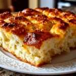 Home cook, taken with iPhone 14. Close-up slight angle of delicious focaccia decorative loaf on white plate. warm appetizing --ar 4:3 --style raw --s 250