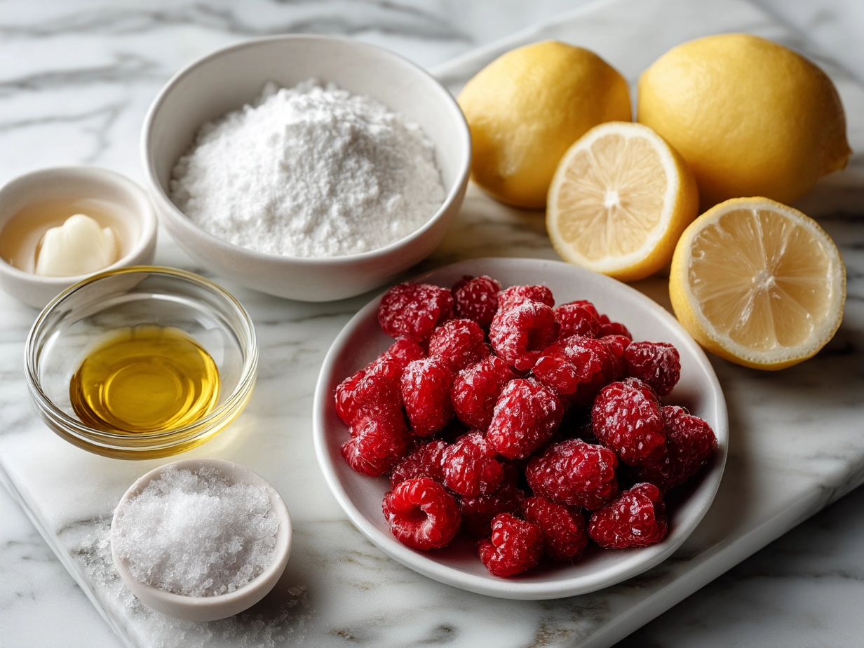 Ingredients for Lemon and Sweet Raspberry Bars