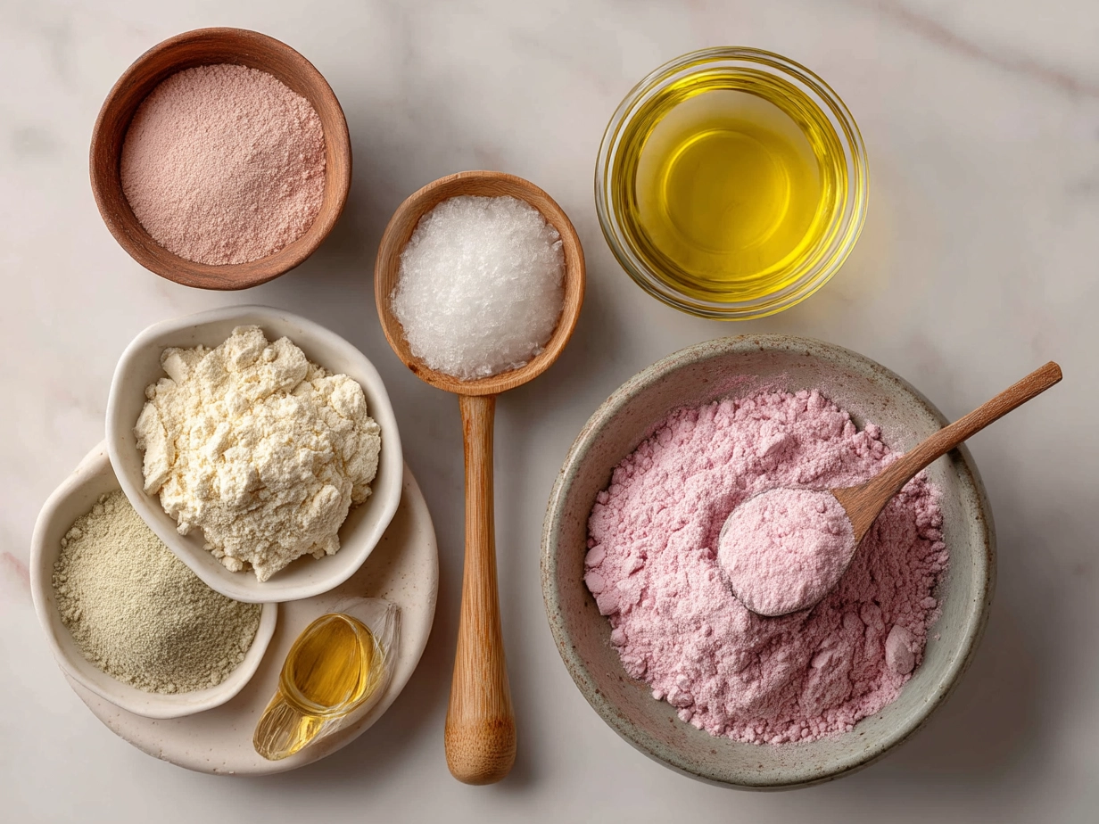 Ingredients for Pink Creamy Vegan Pasta including plant-based milk, cashews, and crushed tomatoes