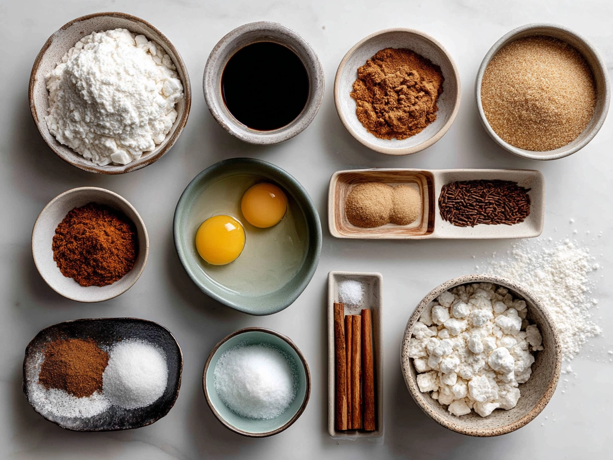 Raw ingredients for cinnamon sugar snowball cookies arranged on a table